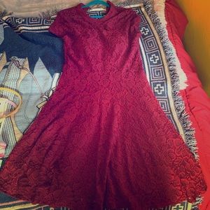 Maroon colored lace Dress